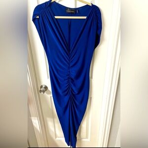 Norma Kamali Vibrant  Body Con gathered maxi Blue Dress-sz L